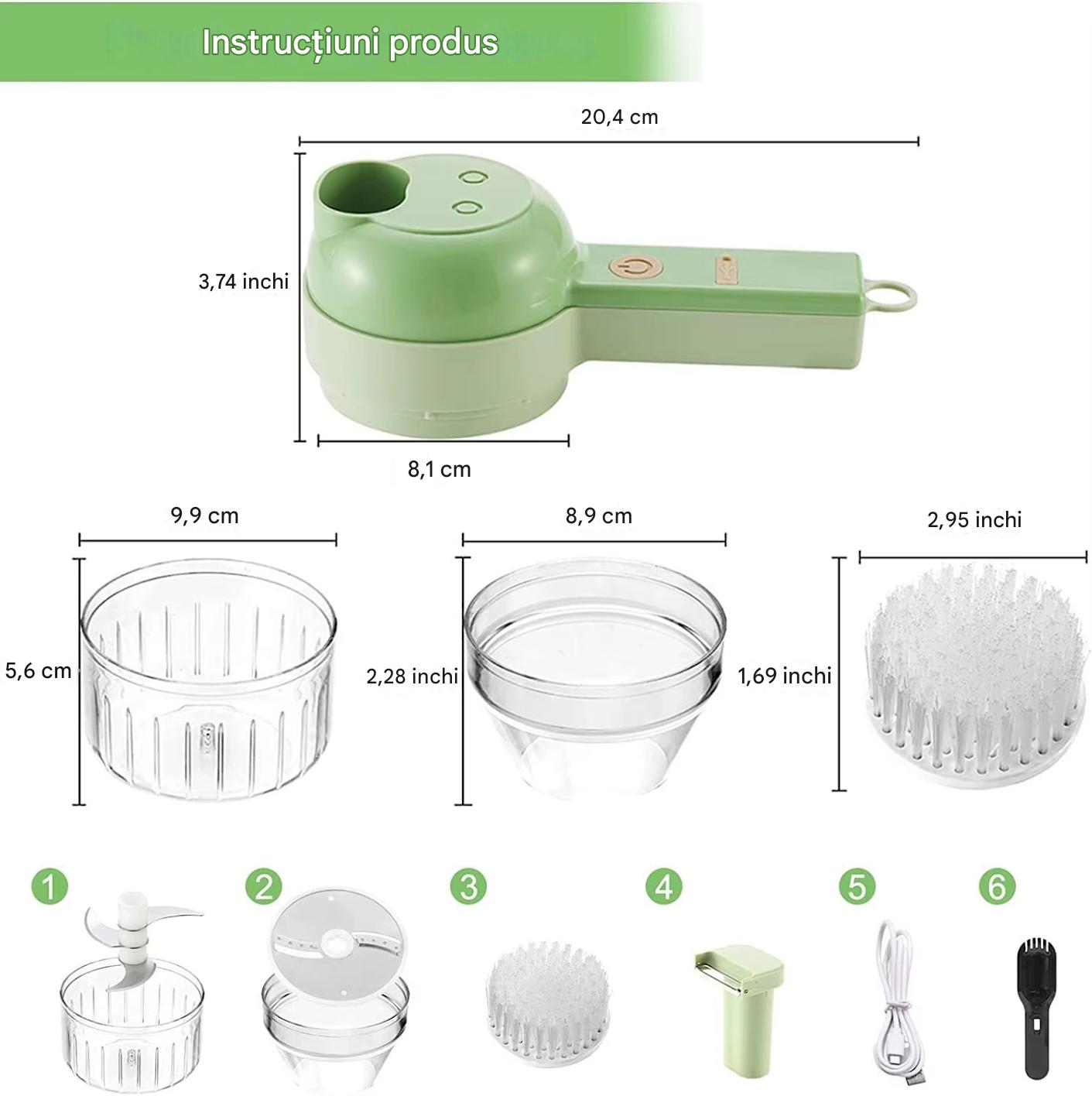 Tocator si maruntitor electric pentru alimente si legume 4 in 1