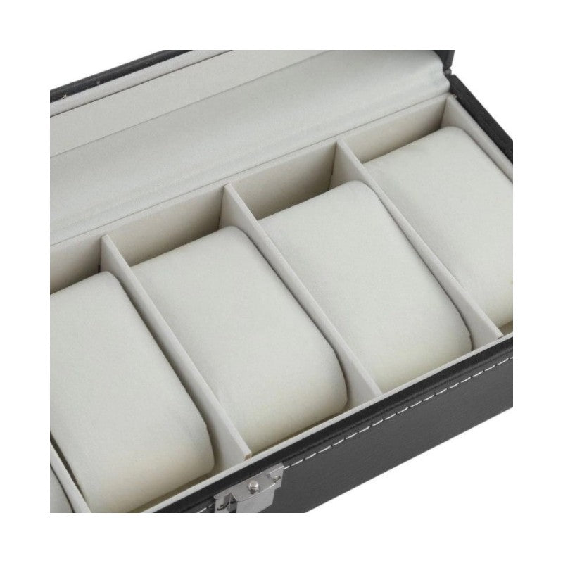 Cutie Eleganta pentru 6 Ceasuri cu Capac Transparent, Organizator Ceasuri Premium din Piele Ecologica