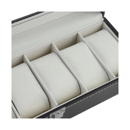 Cutie Eleganta pentru 6 Ceasuri cu Capac Transparent, Organizator Ceasuri Premium din Piele Ecologica