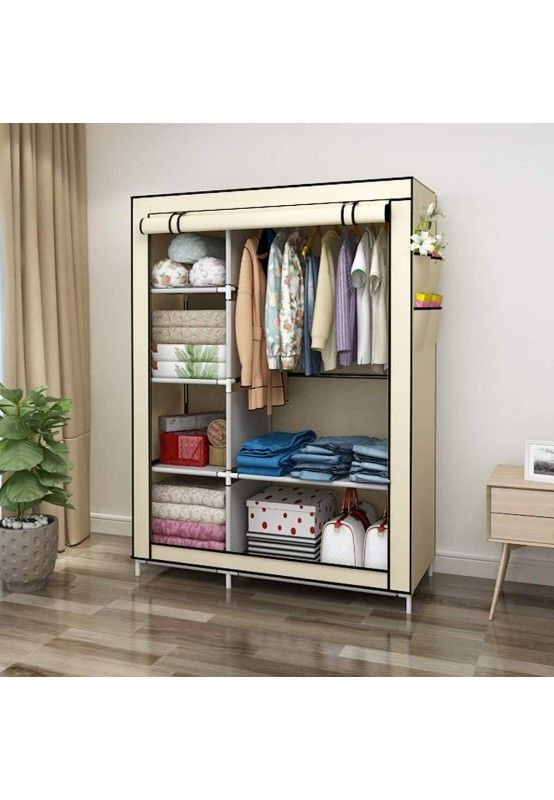 Lichidare de Stoc! Dulap de haine din panza cu schelet metalic 105 x 45 x 175 cm, inchidere cu fermoar vertical, cadrul stabil