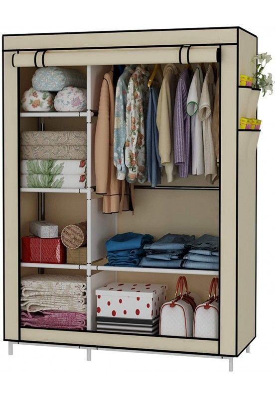 Lichidare de Stoc! Dulap de haine din panza cu schelet metalic 105 x 45 x 175 cm, inchidere cu fermoar vertical, cadrul stabil