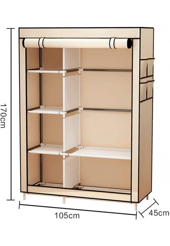Lichidare de Stoc! Dulap de haine din panza cu schelet metalic 105 x 45 x 175 cm, inchidere cu fermoar vertical, cadrul stabil