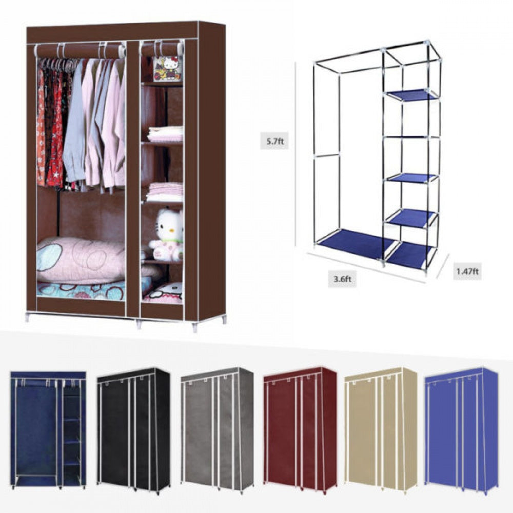 Lichidare de Stoc! Dulap de haine din panza cu schelet metalic 105 x 45 x 175 cm, inchidere cu fermoar vertical, cadrul stabil