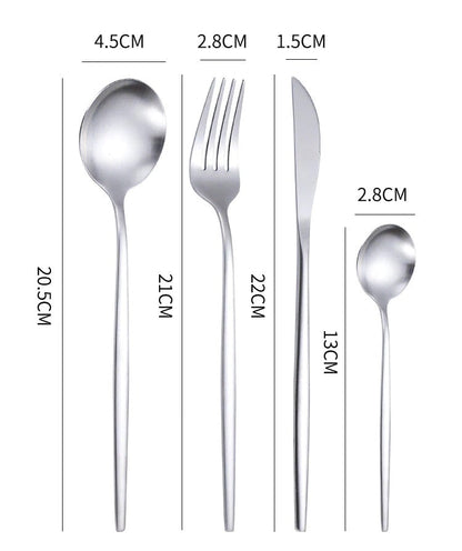 Set 24 de tacamuri, 6 persoane, otel inoxidabil, auriu cu alb