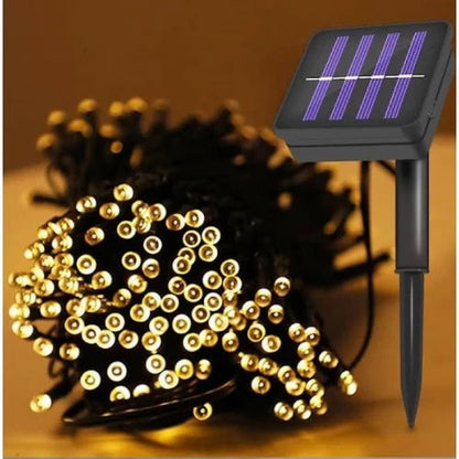 Set 2 x Decoratiune cu Incarcare Solara 100 LED, 10 Metri - Alb Cald