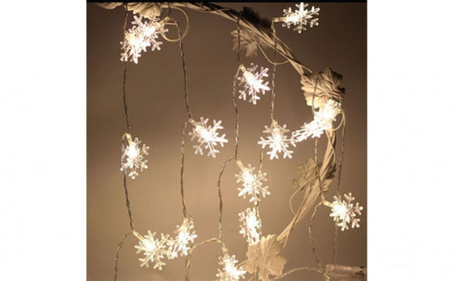 Decoratiune cu fulgi de zapada 6,30m, 40 leduri - alb cald