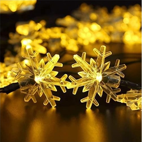 Decoratiune cu fulgi de zapada 6,30m, 40 leduri - alb cald