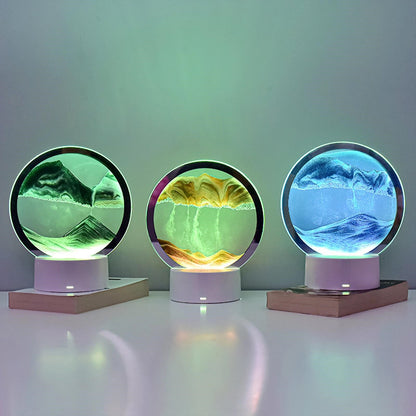 Lampa Decorativa Tip Clepsidra LED 3D cu Efect Nisip Miscator