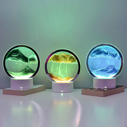 Lampa Decorativa Tip Clepsidra LED 3D cu Efect Nisip Miscator