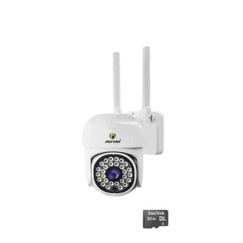 Camera de Supraveghere Video Jortan, 32 Leduri, Rotative, Infrarosu, Rezistanta la apa + Card 32 GB