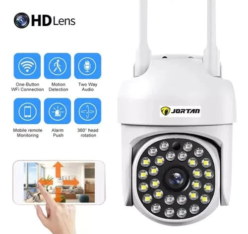 Camera de Supraveghere Video Jortan, 32 Leduri, Rotative, Infrarosu, Rezistanta la apa + Card 32 GB