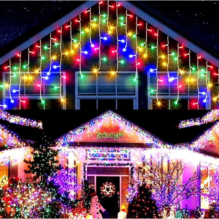 Decoratiune - Franjuri, cu LED-uri Tip Turturi, 12 metri - multicolora