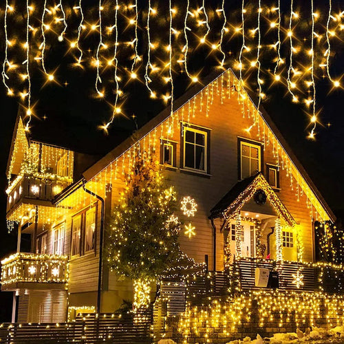 Decoratiune - Franjuri, cu LED-uri Tip Turturi, 12 metri - Alb Cald