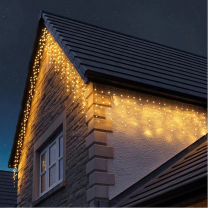 Decoratiune - Franjuri, cu LED-uri Tip Turturi, 12 metri - Alb Cald