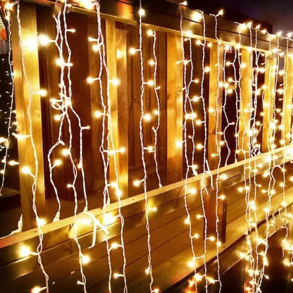 Decoratiune - Franjuri, cu LED-uri Tip Turturi, 12 metri - Alb Cald