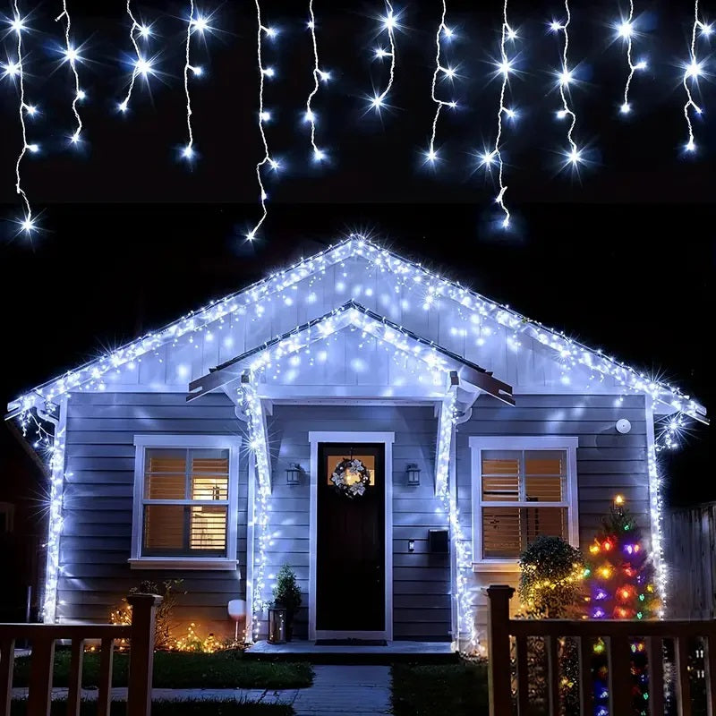 Decoratiune - Franjuri, cu LED-uri Tip Turturi, 12 metri - Alb Rece