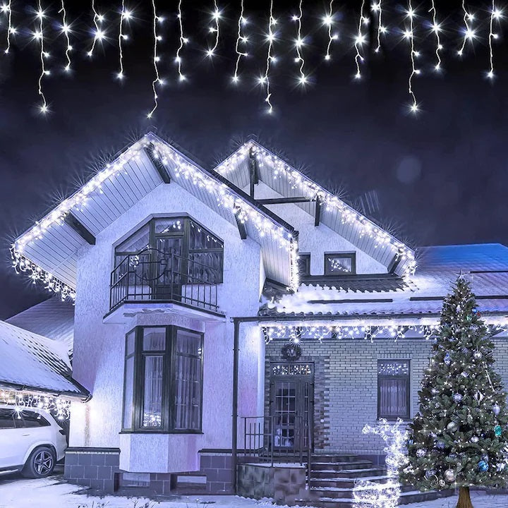 Decoratiune - Franjuri, cu LED-uri Tip Turturi, 12 metri - Alb Rece