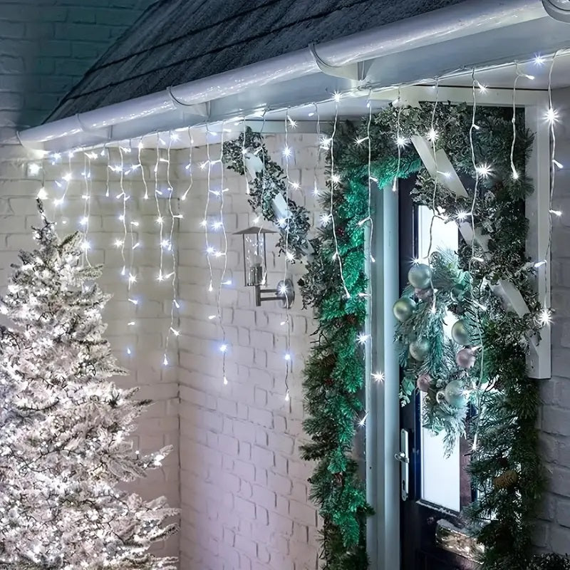 Decoratiune - Franjuri, cu LED-uri Tip Turturi, 12 metri - Alb Rece