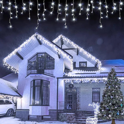 Set 2 x Decoratiune  - Franjuri, cu LED-uri Tip Turturi, 12 metri - Alb Rece