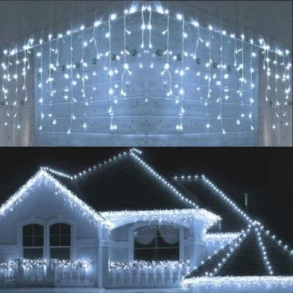 Set 2 x Decoratiune  - Franjuri, cu LED-uri Tip Turturi, 12 metri - Alb Rece
