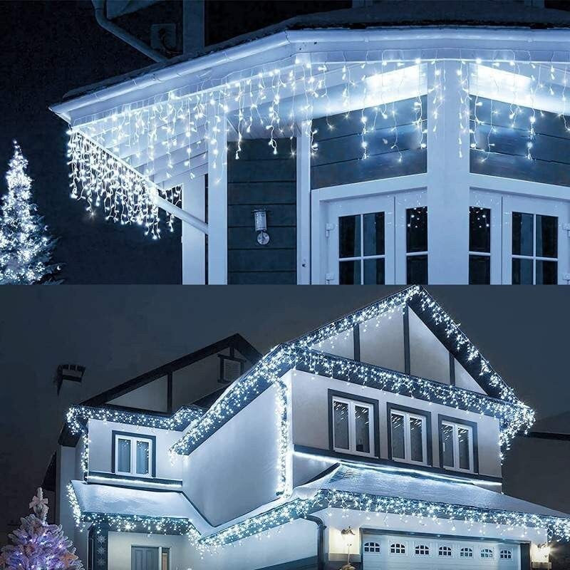 Set 2 x Decoratiune  - Franjuri, cu LED-uri Tip Turturi, 12 metri - Alb Rece
