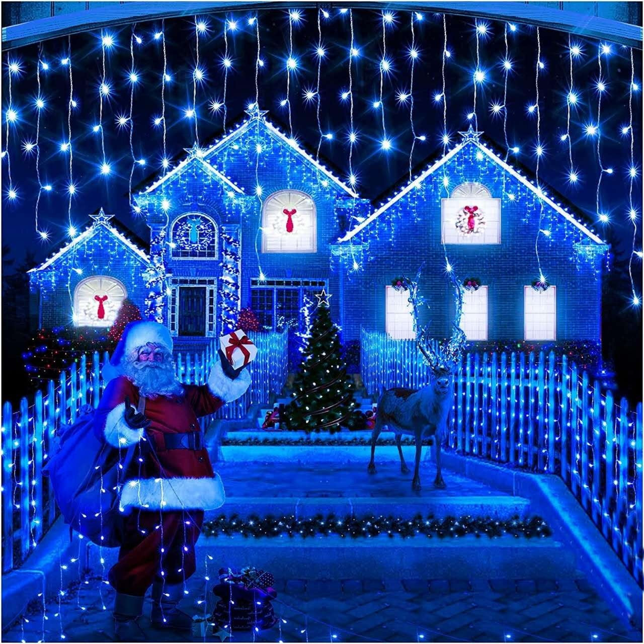 Decoratiune - Franjuri, cu LED-uri Tip Turturi, 12 metri - Albastru