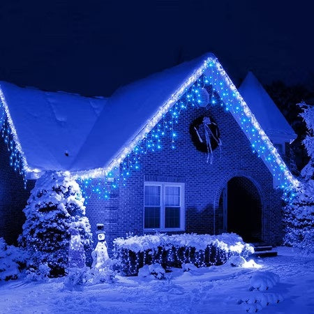 Set 2 x Decoratiune - Franjuri, cu LED-uri Tip Turturi, 12 metri - Albastru