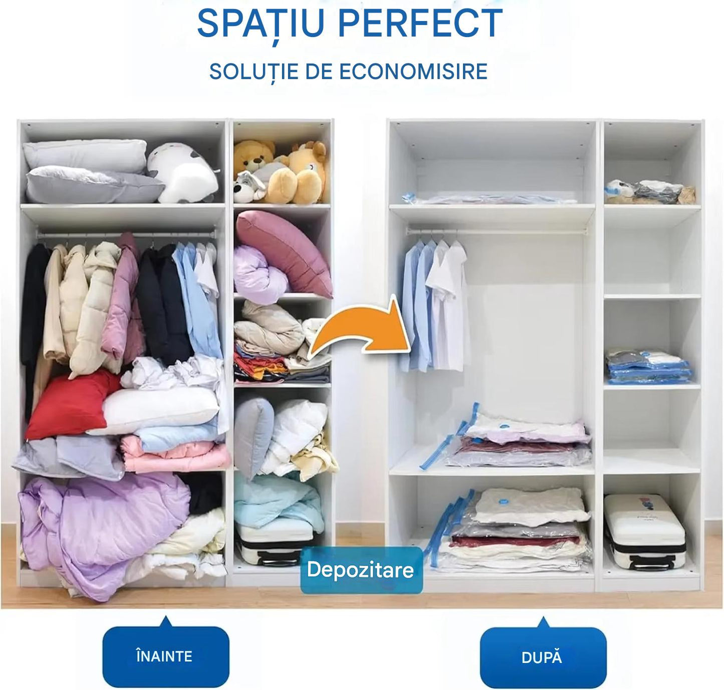 Set 4 saci vidat pentru depozitare, dimensiune 70x100 cm