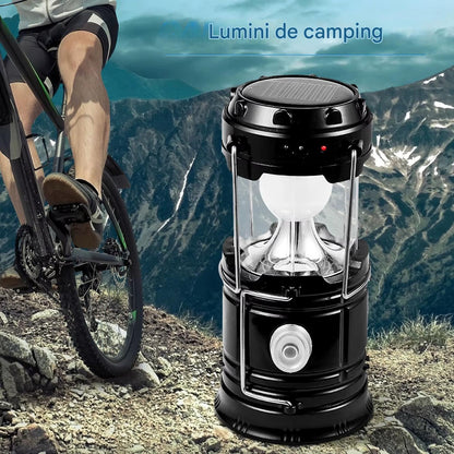 Felinar Camping LED Reincarcabil cu Lanterna, Panou Solar si USB