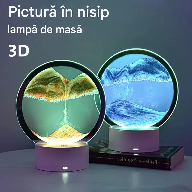 Lampa Decorativa Tip Clepsidra LED 3D cu Efect Nisip Miscator