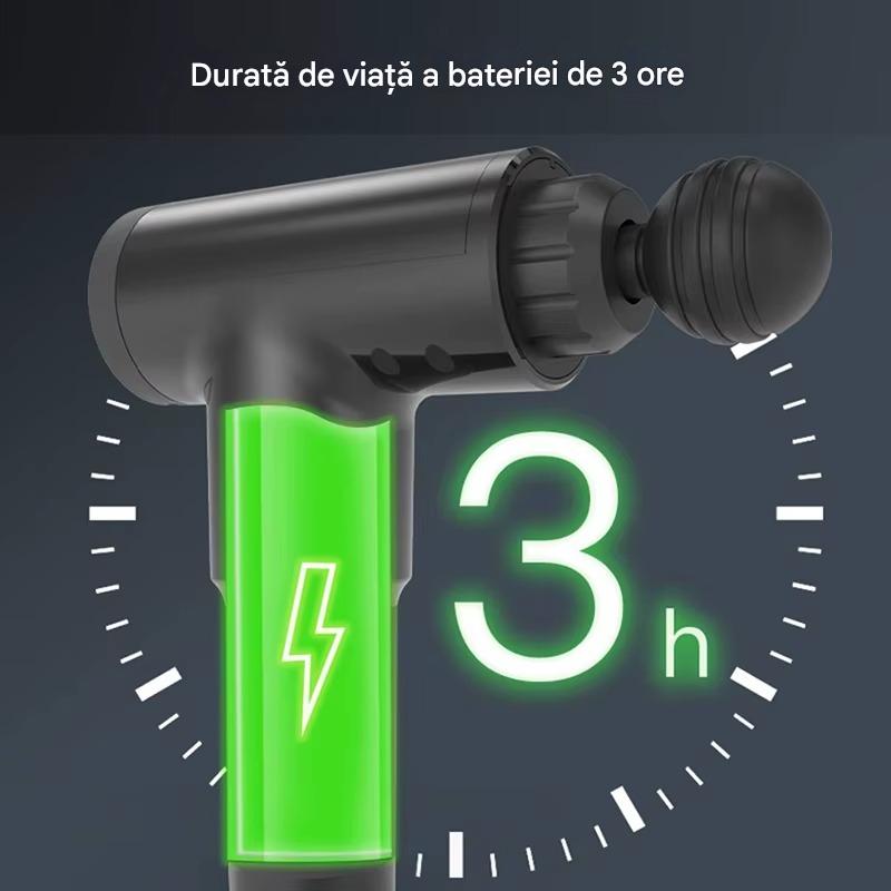 Aparat de masaj cu acumulator, 4 capete interschimbabile, Argintiu