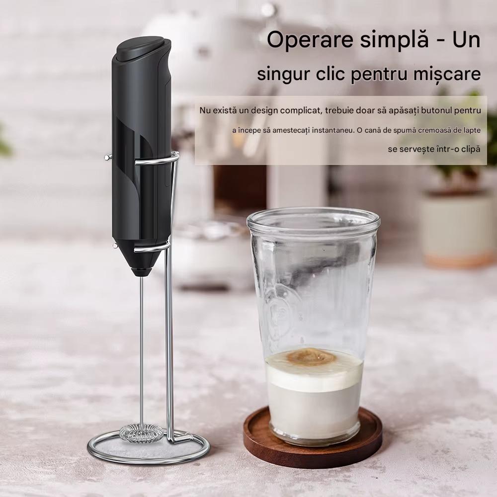 Mixer Electric pentru Spuma Lapte, Spumator Cafea Portabil cu Suport Metalic