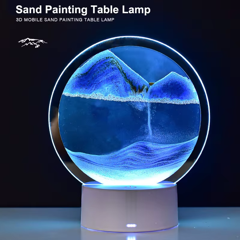 Lampa Decorativa Tip Clepsidra LED 3D cu Efect Nisip Miscator
