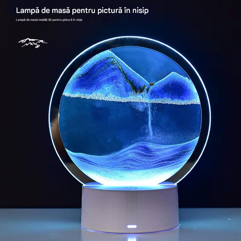 Lampa Decorativa Tip Clepsidra LED 3D cu Efect Nisip Miscator